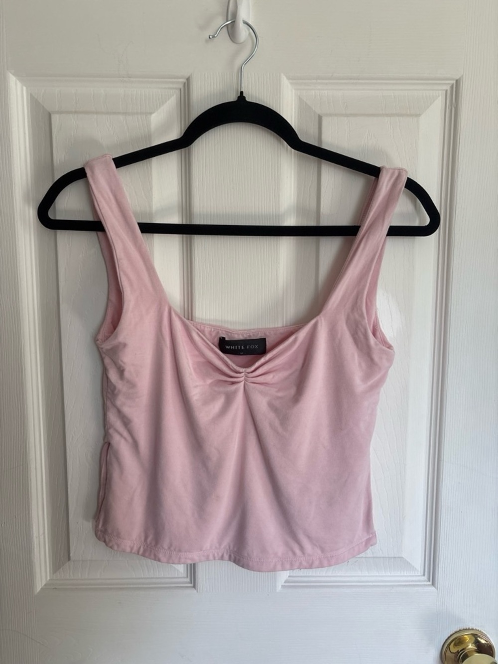 White Fox Boutique Light Pink Ruched Scoop Tank